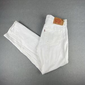 Levis Jeans Mens 36x34 White 501 Straight Denim Button Fly Jeans Cotton Preppy